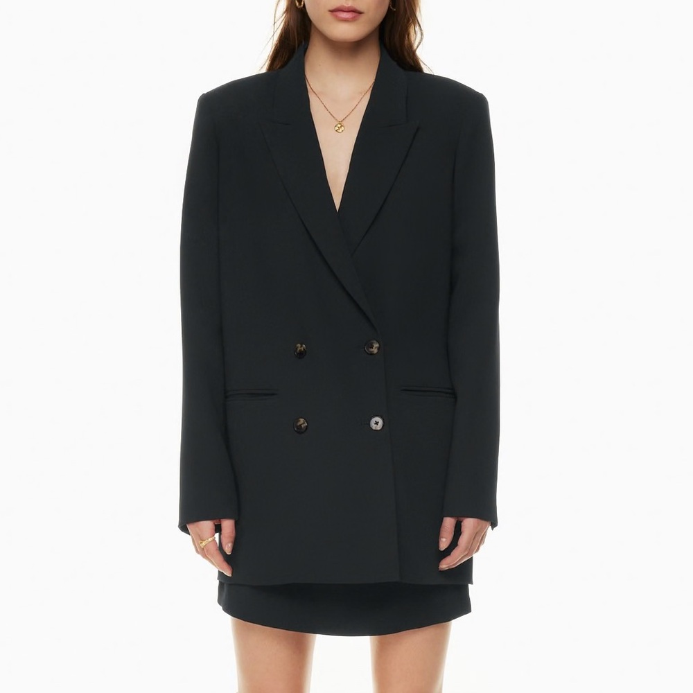 Oversized Black Double-Breasted Blazer